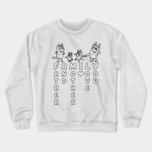 Bluey Family Text Long Black Crewneck Sweatshirt